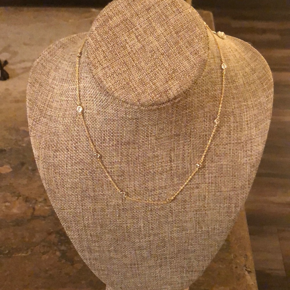 NWT Gold filled necklace with cubic zirconia.
